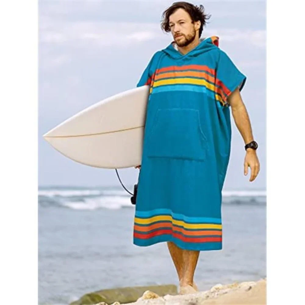 Surf Poncho Changing Robe Hooded Microfiber Quick Dry Towel Beach Swim Men Women